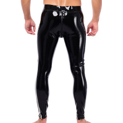 XRUB Latex Pantalon en latex Xrub avec Zip Avant/Arrière Noir-Blanc